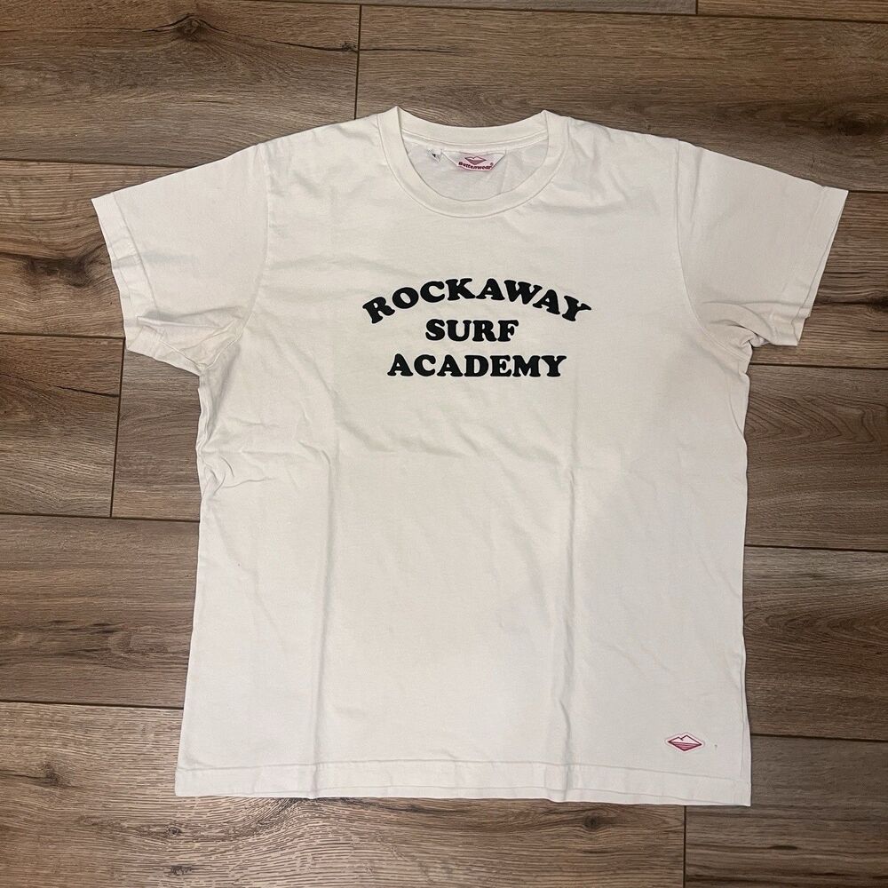 Battenwear Rockaway Surf Academy Vintage White Tee T-Shirt Size M USA Made